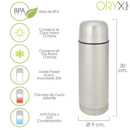 TERMO LIQUIDOS, CAPACIDAD DE 750 ML. LIBRE BPA, ACERO INOXIDABLE, ANTIGOTEO