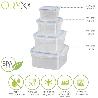 RECIPIENTE HERMETICO PLASTICO CUADRADO 170 ML.  8.5X8.5X5 (ALT.) CM.