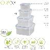 RECIPIENTE HERMETICO PLASTICO CUADRADO 400 ML.  11X11X6 (ALT.) CM.