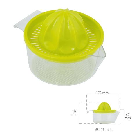 EXPRIMIDOR ZUMO MANUAL FRUTAS CON JARRA PLÁSTICO Ø 12 X 11 CM.