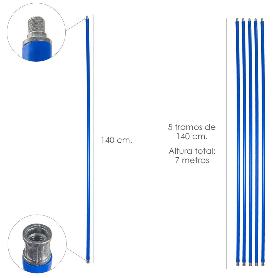 MASTIL DESHOLLINADOR 5 TRAMOS DE 140 CM. (7 METROS  X Ø 20 MM.)
