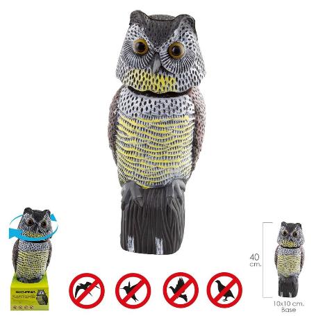 BUHO AHUYENTADOR DE PAJAROS / AVES CON CABEZA GIRATORIA 40 CM.