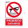 CARTEL PROHIBIDO BAÑARSE 21X 30 (ALT.) CM.