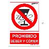 CARTEL PROHIBIDO BEBER Y COMER 21X 30 (ALT.) CM.
