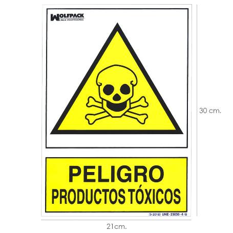 CARTEL PELIGRO PRODUCTOS TOXICOS 21X 30 (ALT.) CM.