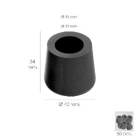 TACO GOMA ANDADOR NEGRO Ø 22MM CON ARANDELA INTERIOR BOLSA 50 UNIDADES