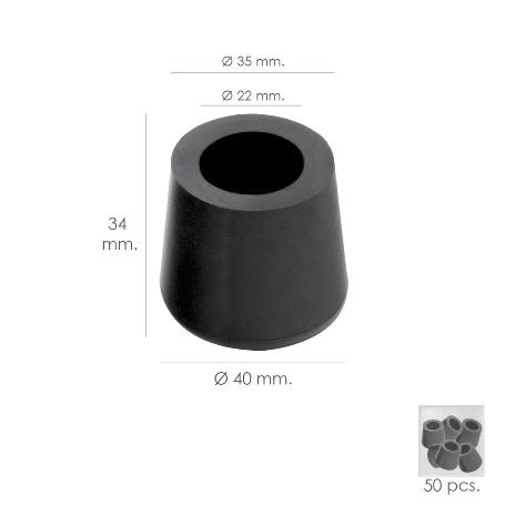 TACO GOMA ANDADOR NEGRO Ø 22MM CON ARANDELA INTERIOR BOLSA 50 UNIDADES