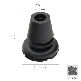 TACO GOMA BASTON NEGRO TUBO Ø 19 MM. / BASE Ø 55 MM. TIPO FUELLE BOLSA 25 UNIDADES