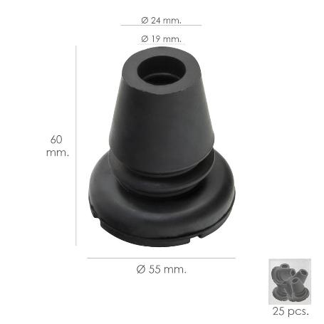 TACO GOMA BASTON NEGRO TUBO Ø 19 MM. / BASE Ø 55 MM. TIPO FUELLE BOLSA 25 UNIDADES