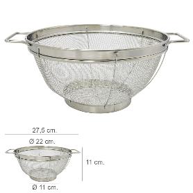 ESCURRIDOR MALLA ACERO INOXIDABLE CON ASAS Ø 22 CM.