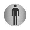 PLACA ADHESIVA BAÑO HOMBRE ACERO INOXIDABLE Ø 7 CM.