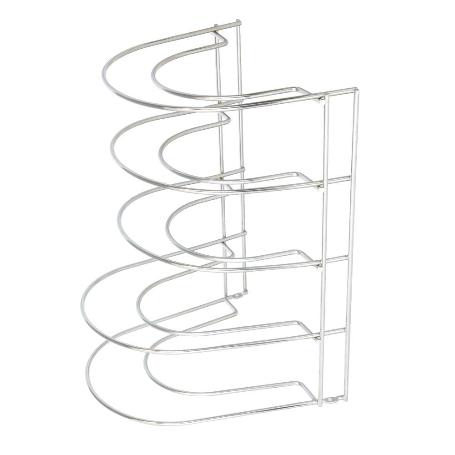 SOPORTE VERTICAL 5 NIVELES PARA SARTENES, TAPADERAS, ACERO CROMADO