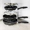 SOPORTE VERTICAL 5 NIVELES PARA SARTENES, TAPADERAS, ACERO CROMADO