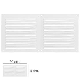 REJILLA VENTILACION ATORNILLABLE DOBLE 30X15 CM. COLOR BLANCA