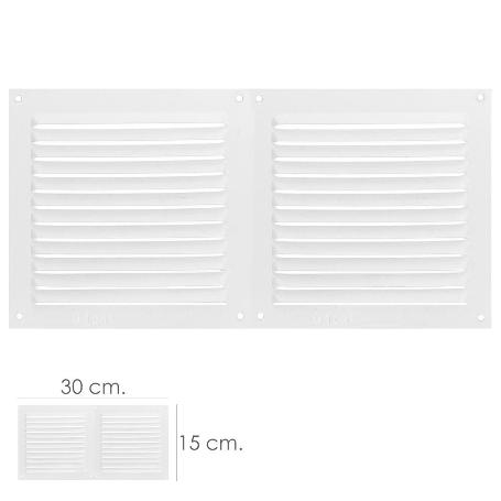 REJILLA VENTILACION ATORNILLABLE DOBLE 30X15 CM. COLOR BLANCA