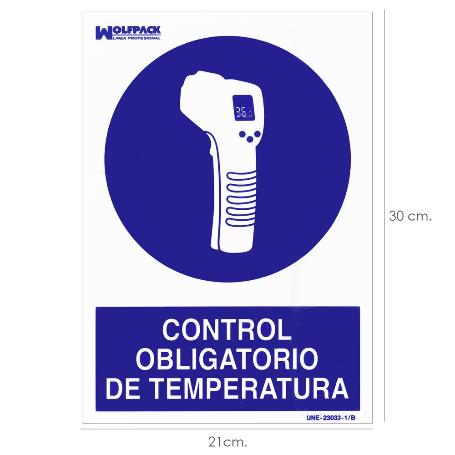 CARTEL DE CONTROL OBLIGATORIO DE LA TEMPERATURA 21X 30 (ALT.) CM.
