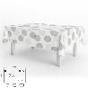 MANTEL HULE RECTANGULAR CIRCULOS BEIGE IMPERMEABLE ANTIMANCHAS PVC 140X250 CM.  RECORTABLE USO INTERIOR Y EXTERIOR