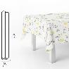 MANTEL HULE RECTANGULAR FLORES AMARILLAS. IMPERMEABLE ANTIMANCHAS PVC 140 CM. X 20 METROS. ROLLO RECORTABLE. INTERI