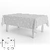 MANTEL HULE RECTANGULAR GEOMÉTRICO GRIS IMPERMEABLE ANTIMANCHAS PVC 140X250 CM.  RECORTABLE USO INTERIOR Y EXTERIOR