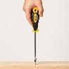 DESTORNILLADOR MANGO BIMATERIAL BOCA ESTAMPADA 6X150 MM. DESTORNILLADOR PLANO, CROMO VANADIO,