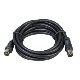 PROLONGACIÓN TV VIDEO MACHO-MACHO 2 METROS / Ø 9,5 MM. CON ADAPTADOR MACHO-HEMBRA COLOR NEGRO