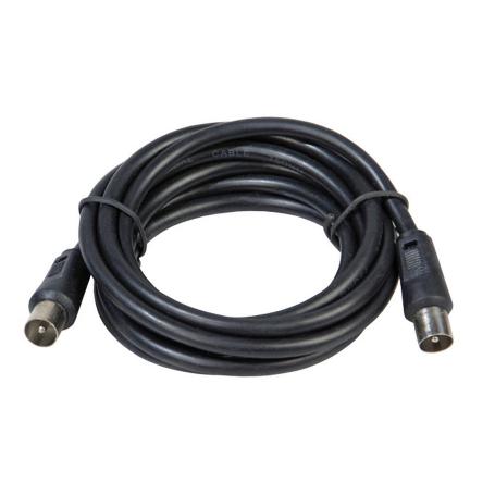 PROLONGACIÓN TV VIDEO MACHO-MACHO 2 METROS / Ø 9,5 MM. CON ADAPTADOR MACHO-HEMBRA COLOR NEGRO