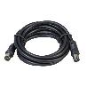 PROLONGACIÓN TV VIDEO MACHO-MACHO 2 METROS / Ø 9,5 MM. CON ADAPTADOR MACHO-HEMBRA COLOR NEGRO