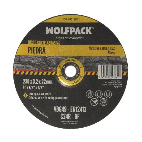 DISCO CORTE ABRASIVO PIEDRA Ø 230 X Ø 22 MM. ESPESOR 3,2 MM. DISCO RADIAL / AMOLADORA UNIVERSAL CON TODAS LAS AMOLA