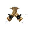 ADAPTADOR MANGUERA LATON 2 TOMAS MACHO 3/4, DUPLICADOR GRIFO, ADAPTADOR 2 VIAS, ENTRADA 3/4 HEMBRA