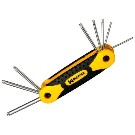 JUEGO LLAVES TORX PLEGABLE  8 PIEZAS INVIOLABLE, LLAVE TORX HEXAGONAL, LLAVE ESTRELLA, LLAVE ALLEN ESTRELLA