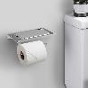 PORTARROLLOS BAÑO CON ESTANTE PARA MOVILES AUTOADHESIVO, COLOR INOX CON EFECTO ESPEJO, AUTOADHESIVO RESISTENTE O CO