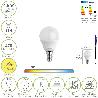 BOMBILLA LED ESFERICA ROSCA E14 4.5 WATT. EQUIVALE A 35 WATT. 470 LUMENES. LUZ CÁLIDA (00º K)
