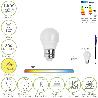 BOMBILLA LED ESFERA ROSCA E27. 6.5 WATT. EQUIVALE A 50 WATT. 806 LUMENES. LUZ CALIDA 3000º K.