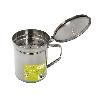 GRASERA ACERO INOXIDABLE PARA PESCADO ACEITERA ACEITE USADO 0,5 L. CON COLADOR Y TAPA, RECIPIENTE RECICLAJE ACEITE 