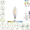 BOMBILLA LED FILAMENTO VELA ROSCA E14. 4,5 WATT. EQUIVALE A 35 WATT. 470 LUMENES. LUZ NEUTRA 4000º K.