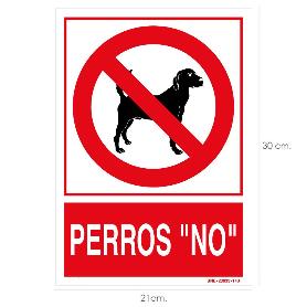 CARTEL / SEÑAL PERROS NO 21 X 30 (ALT) CM.