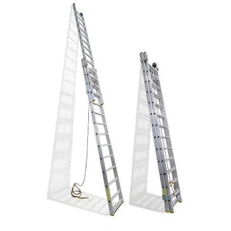ESCALERA ALUMINIO 2 TRAMOS MECANICA 14 PELDAÑOS. PLEGABLE, TELESCÓPICA, ANTIDESLIZANTE, RESISTENTE