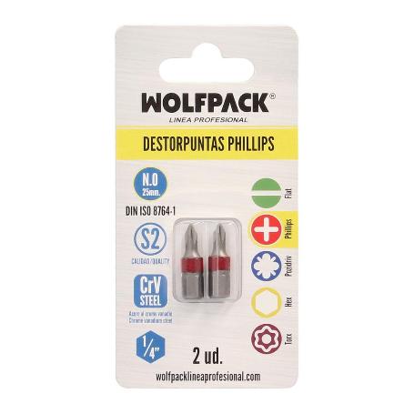 PUNTAS LARGAS DESTORNILLADOR PHILLIPS Nº 0 (2 PIEZAS). ACERO S2 AL CROMO VANADIO. PUNTAS HEXAGONALES, DESTORPUNTAS,