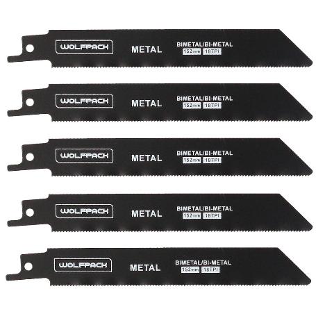 HOJA SIERRA SABLE PARA METALES 152 MM. 18 TPI. 5 PIEZAS. SIERRA HIERRO ALUMINIO, COBRE, PLASTICO