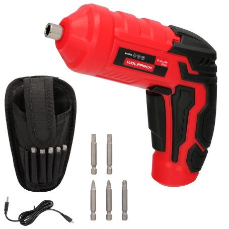 ATORNILLADOR 4 V. CON LED, FUNDA Y 5 DESTORPUNTAS, BATERIA RECARGABLE USB