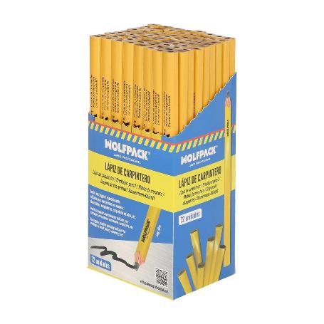 LAPIZ CARPINTERO STANDAR CAJA 72 LAPICES. MARCADOR CARPINTERIA, ALBAÑILERIA, CONSTRUCCIÓN.
