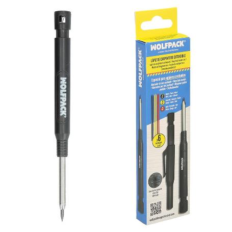 LAPIZ CARPINTERO PORTAMINAS CON 6+1 RECARGAS CERA MARCADORA, TIZA MARCADORA, TRAZADOR, ROTULADOR MARCADOR, ROTULADO