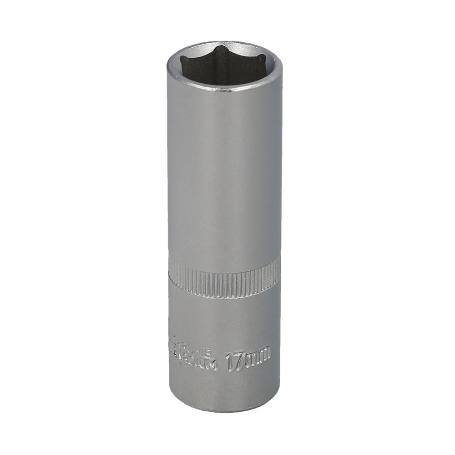 LLAVE VASO 1/2 HEXAGONAL LARGA 17 MM. PERFIL DE 6 CARAS. ACERO CROMO VANADIO, ARISTAS REDONDAS