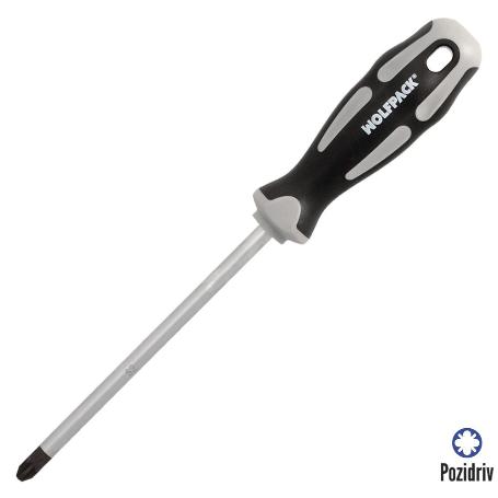 DESTORNILLADOR POZIDRIV ACERO S2 MANGO TPR BIMATERIAL. MEDIDA PZ 3 X Ø 8 X 150 MM.  DIN5262.