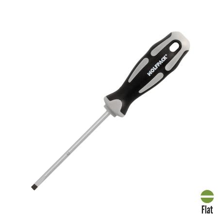 DESTORNILLADOR PLANO VACIADO ACERO S2 MANGO TPR BIMATERIAL. MEDIDA 1,0 X Ø 5,0 X 100 MM.  DIN5265