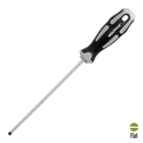 DESTORNILLADOR PLANO VACIADO ACERO S2 MANGO TPR BIMATERIAL. MEDIDA 1,0 X Ø 5,0 X 150 MM.  DIN5265