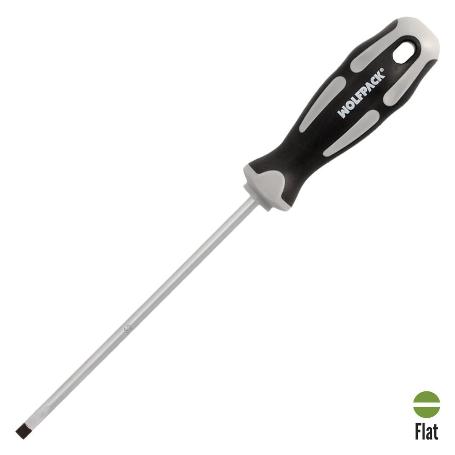 DESTORNILLADOR PLANO VACIADO ACERO S2 MANGO TPR BIMATERIAL. MEDIDA 1,2 X Ø 6,0 X 150 MM.  DIN5265
