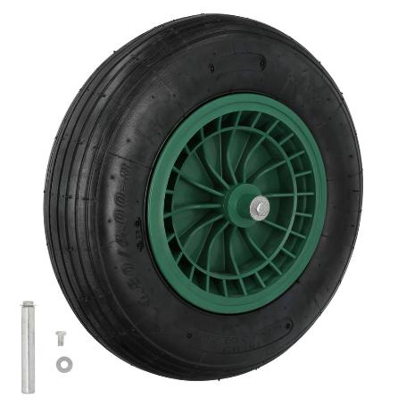 RUEDA CARRETILLA NEUMATICA PARA CARRETILLA OBRA / JARDIN LLANTA PLASTICO EJE Ø 20 MM. RUEDA CARRETILLA JARDIN, CARR