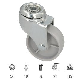 RUEDA DOMESTICA Ø 50 MM. AGUJERO PASANTE Ø 8 MM.