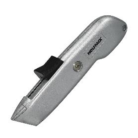 CUTTER AUTORETRACTIL CON HOJA ACERO SK5 CARCASA DE ALUMINIO DISEÑO ERGONOMICO, CUCHILLO SEGURIDAD, CUTTERS SEGURIDA